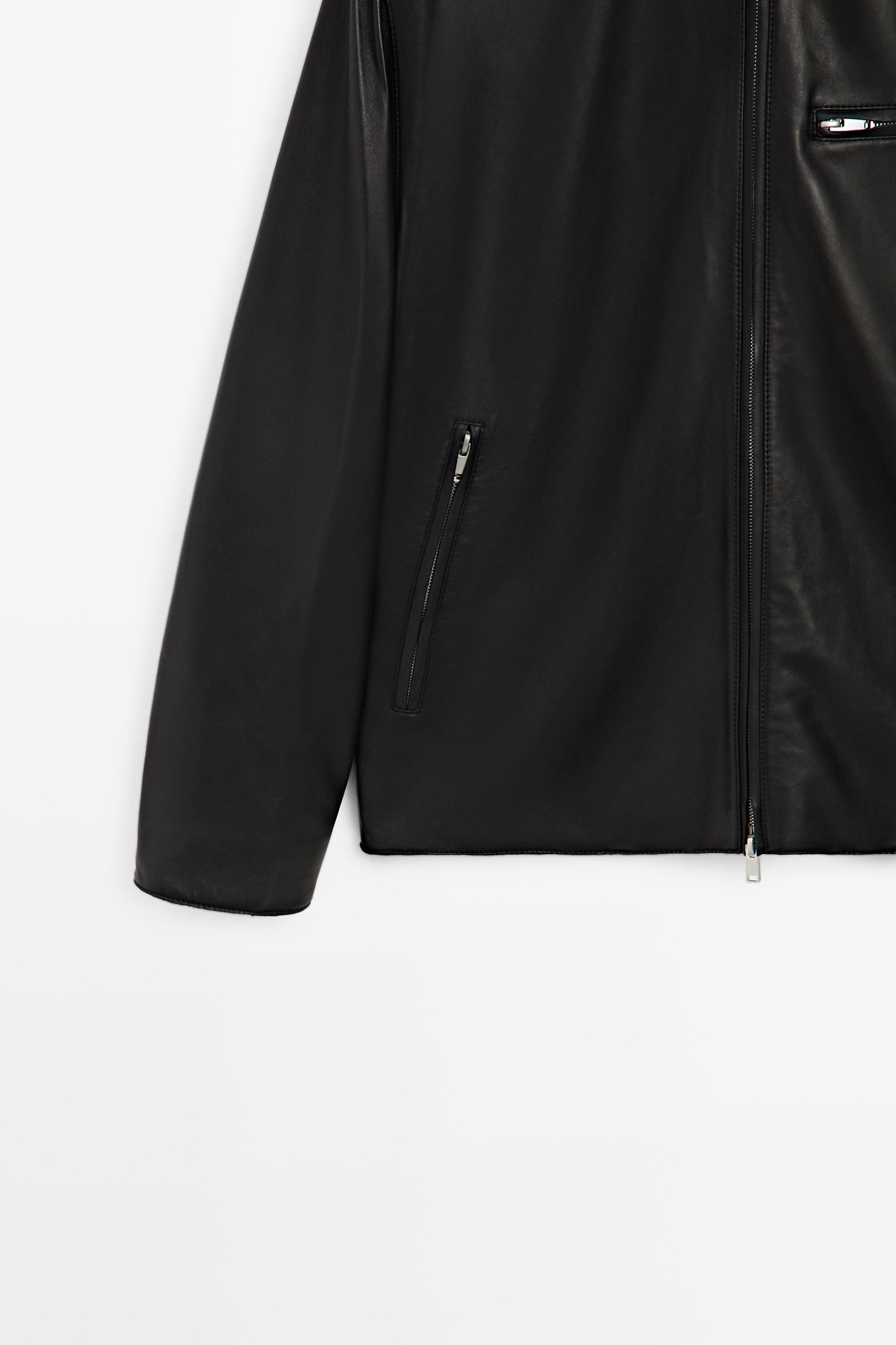 Nappa leather jacket with pocket detail